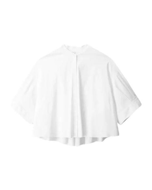 Staud White Enzo Pleated Blouse
