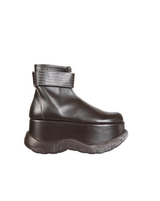 Sunnei Brown Platform Ankle Boots