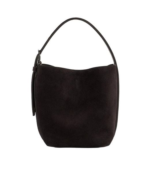 Totême Black Belted Suede Tote Bag