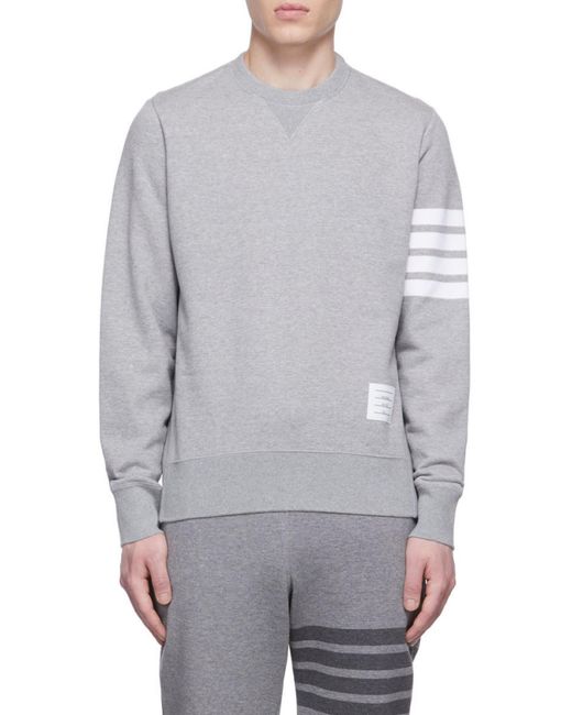 Thom Browne Gray Engineered 4-Bar Crewneck Sweatshirt for men