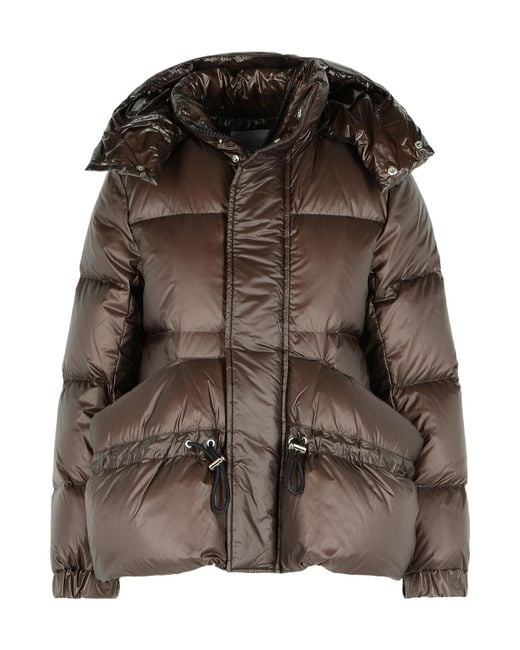 Sacai Brown Hooded Puffer Jacket