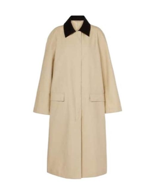 Totême  Natural Corduroy-Trimmed Cotton Gabardine Coat