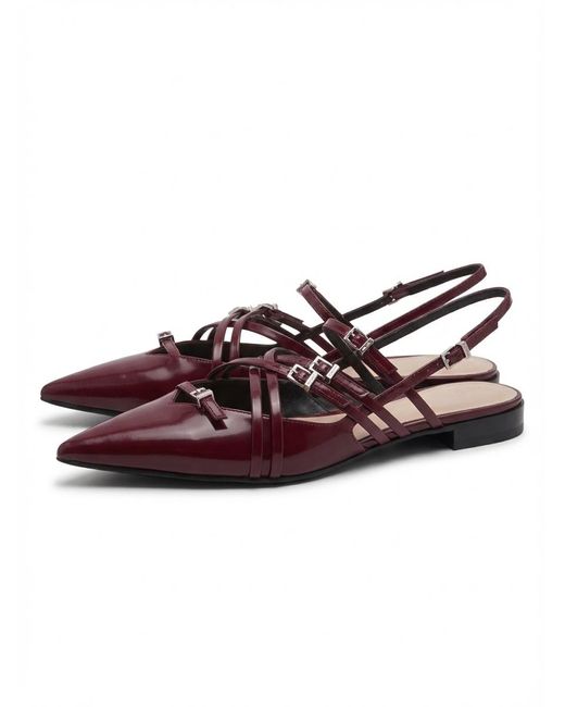 Gucci Brown Strappy Pointed-Toe Slingback Flats
