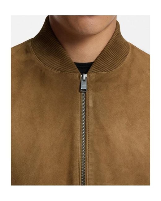 Boss Brown Muller Suede Bomber Jacket for men