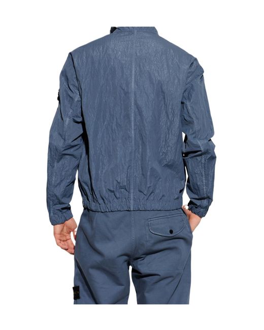Stone Island Blue Logo Patch Zip-Up Jacket for men