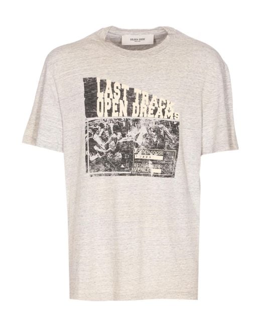 Golden Goose Deluxe Brand White Graphic Printed Crewneck T-Shirt for men