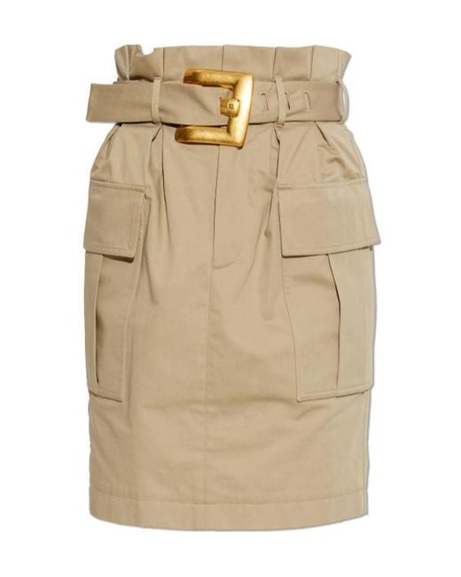 Balmain Natural Belted Cargo Skirt