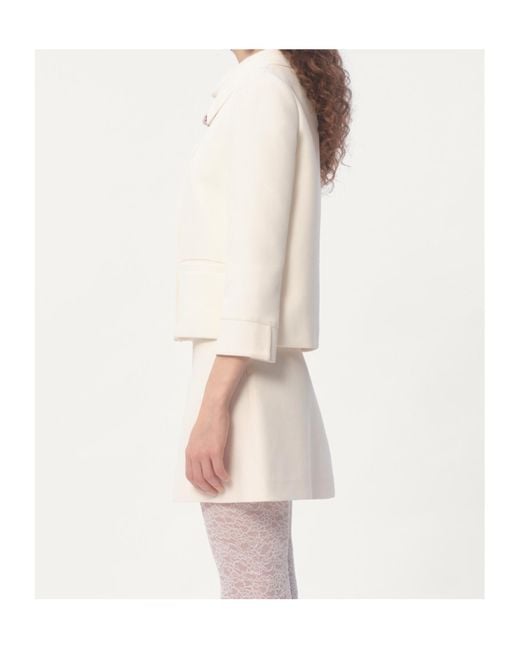 Valentino White Crepe Coutre Cropped Jacket