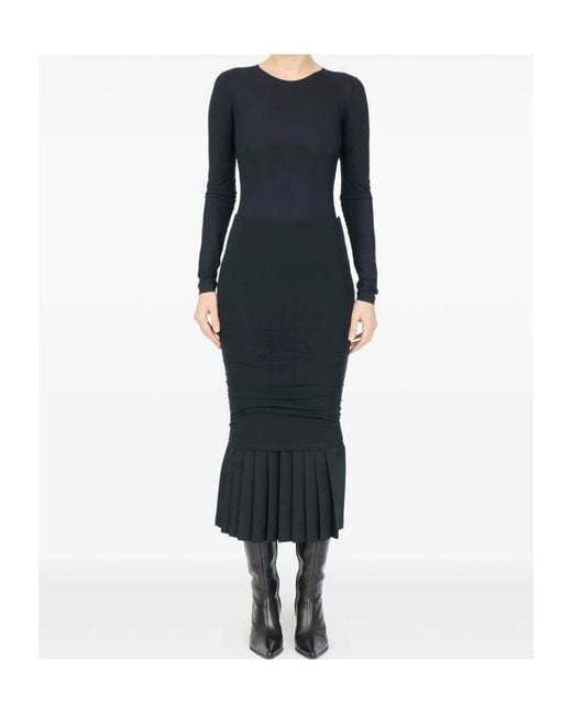 MM6 by Maison Margiela Black Pleated Skirt With Textured Ruching