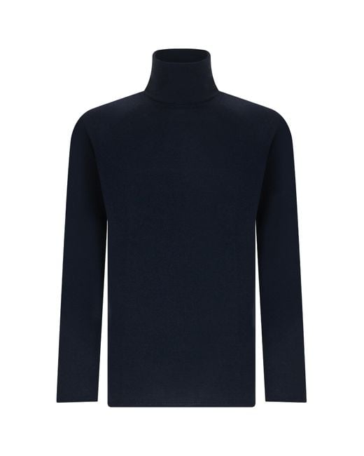 Roberto Collina Blue High Neck Knitted Sweater for men