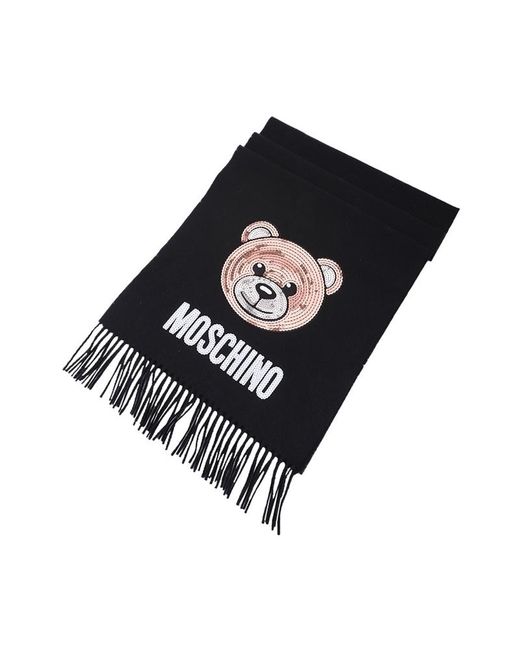 Moschino Black Logo Printed Scarf