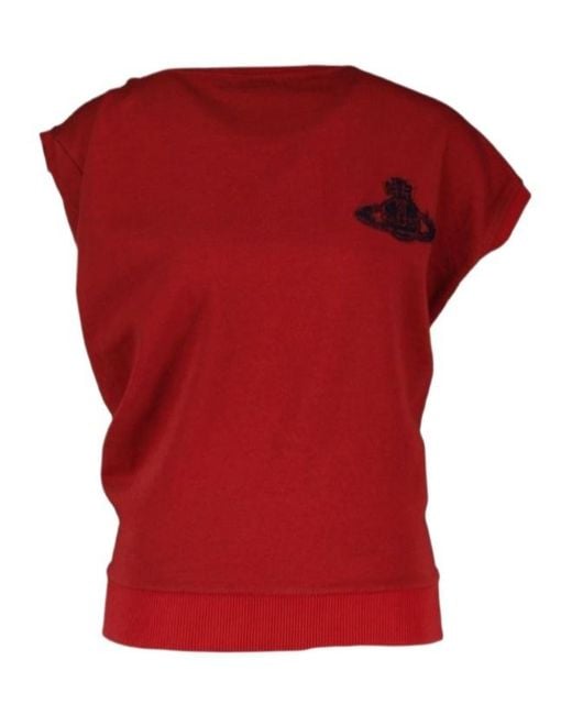Vivienne Westwood Red Logo Printed Asymmetric Top