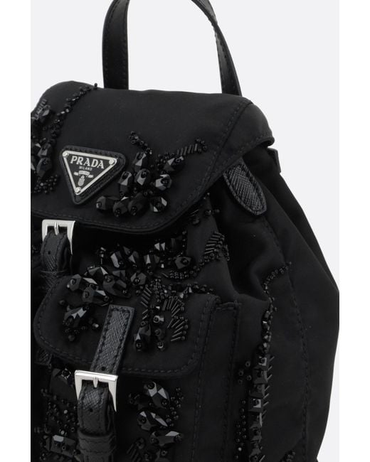 Prada Black Enamel Triangle-Logo Backpack
