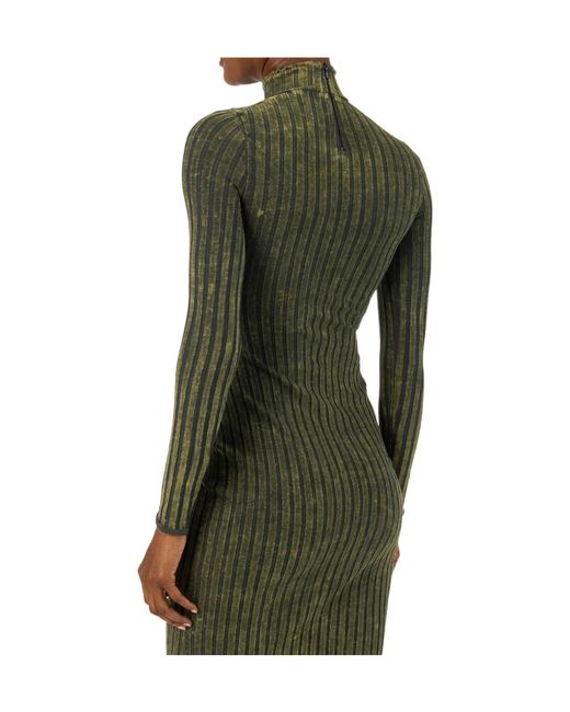 DIESEL Green Mockneck Longsleeve Knit Midi Dress