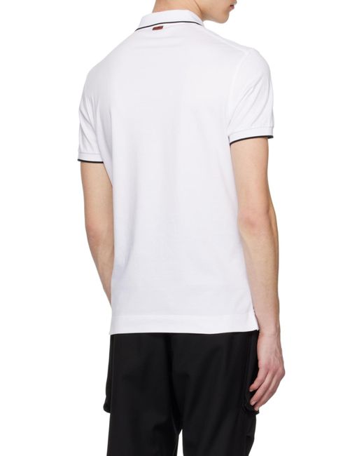 Zegna White Logo-Embroidered Short-Sleeved Polo Shirt for men