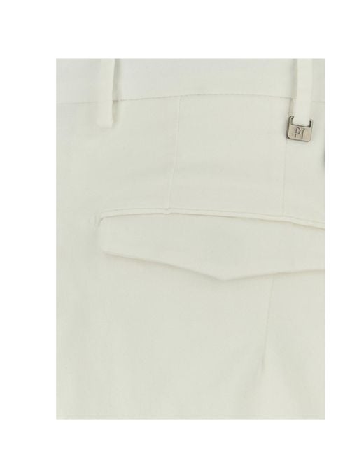 Pt Pantaloni White Casual Trousers With Belt Loops for men