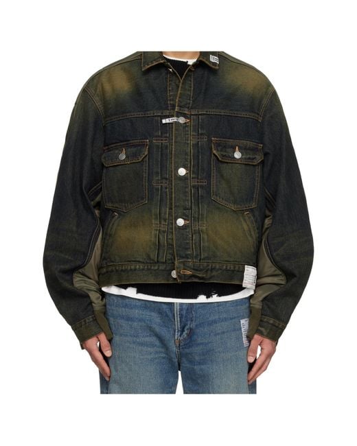 Maison Mihara Yasuhiro Black Panelled Denim Jacket for men