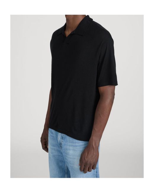 FRAME Black Relaxed Knit Polo Shirt for men