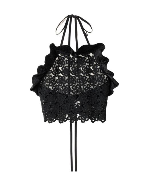 Miu Miu Black Macramé Pinafore Top