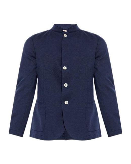 Eleventy Blue Stand Collar Buttoned Jacket for men