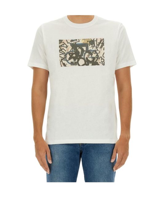 Paul Smith White Ps Graphic Printed Crewneck T-Shirt for men