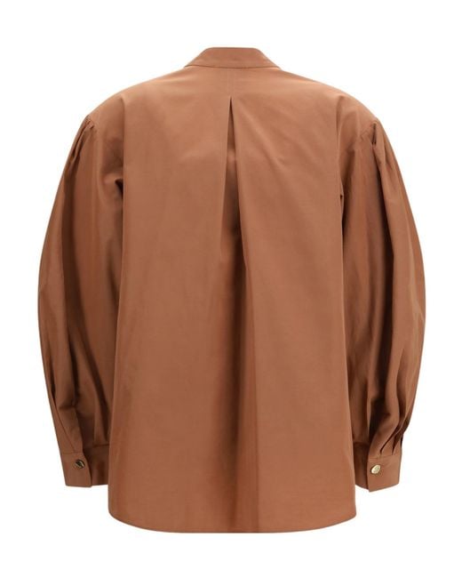 Forte_forte Brown Puff-Sleeve High Neck Top