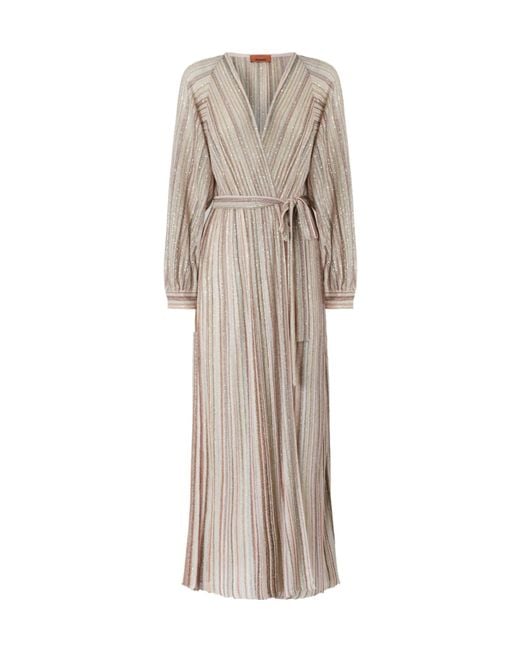 Missoni Natural Striped Sequin Belted Maxi Dress