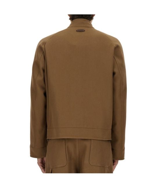 Moschino Brown High-Necl Zipped Bomber Jacket for men