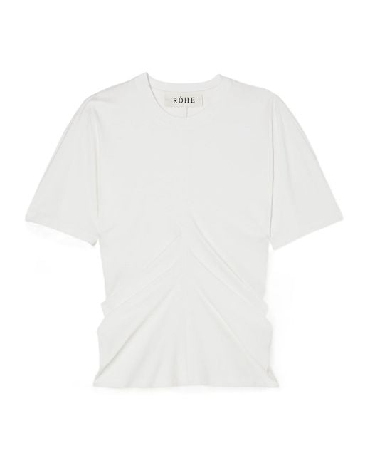 Rohe White Draped Side-Ruched T-Shirt