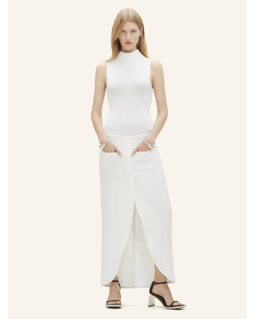 Courreges White Ellipse Crepe Midi Skirt