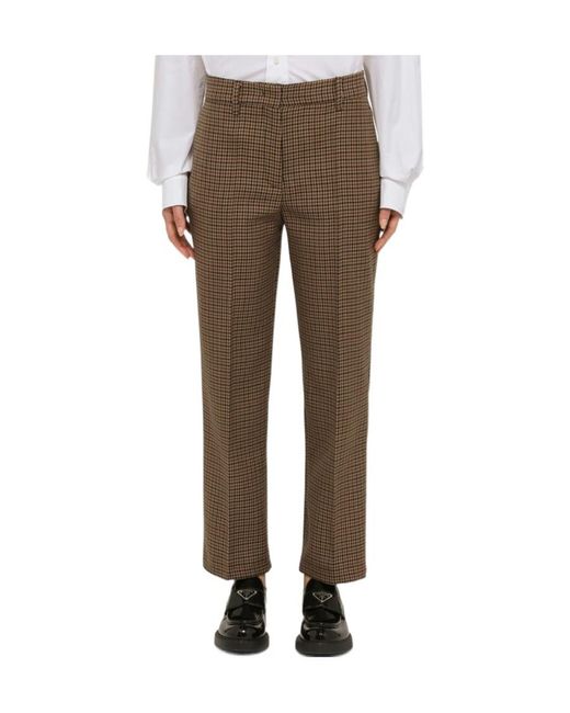 Prada Brown Houndstooth Tailored Pants