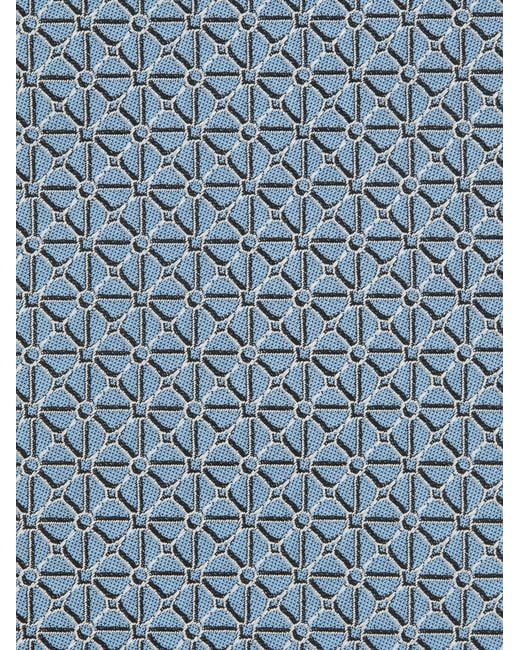 Zegna Blue Geometric Floral Pattern Jacquard Tie for men