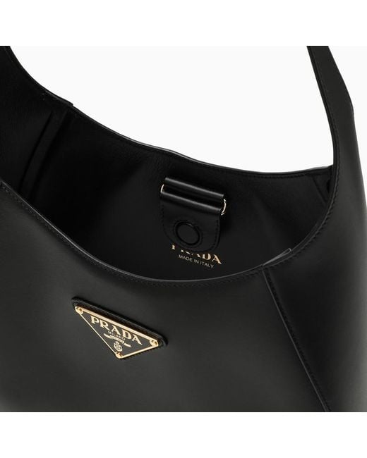 Prada Black Logo-Triangle Curve-Edge Shoulder Bag