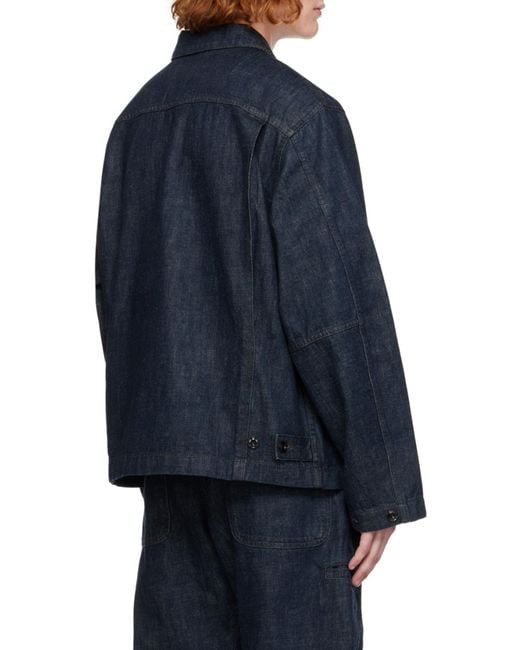 Lemaire Blue Boxy Collared Button-Up Denim Jacket