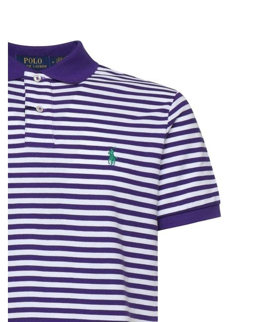 Polo Ralph Lauren Blue Logo Embroidered Striped Polo Shirt for men