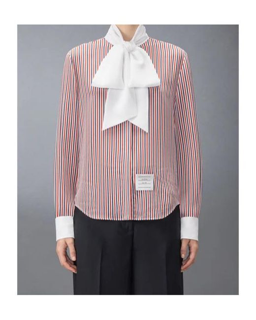 Thom Browne Pink Striped Detachable-Collar Shirt