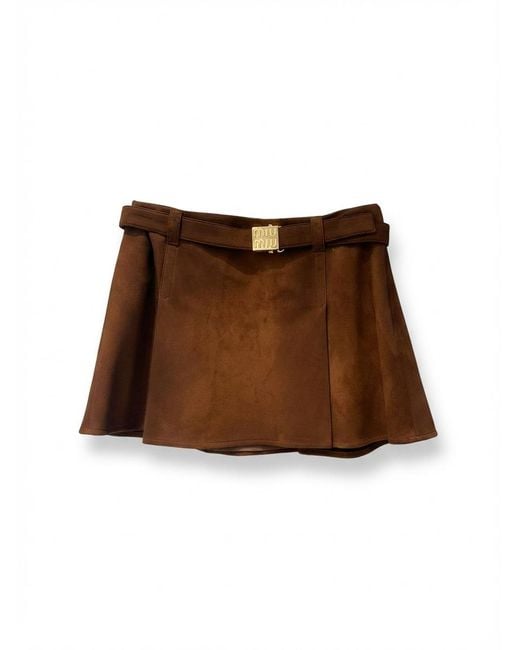 Miu Miu Brown Suede Skirt