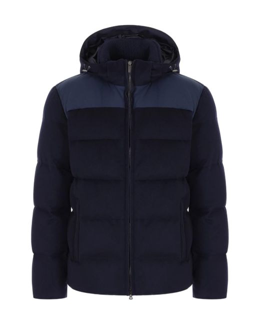Paul & Shark Blue Cashmere Puffer Jacket for men