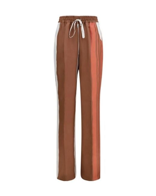 Kiton Brown Striped Drawstring Wide-Leg Pants