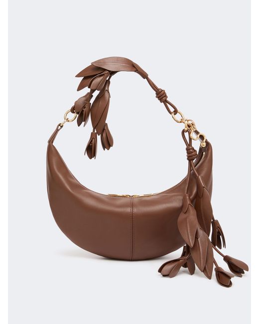 Sportmax Brown Tassel-Detail Leather Shoulder Bag