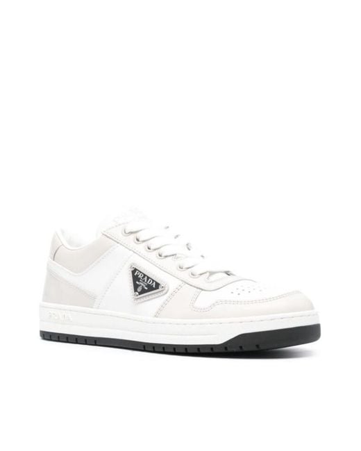 Prada White Downtown Lace-Up Sneakers