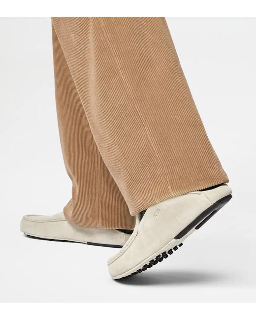 Tod's White Suede Leather Slap-Up Loafers for men
