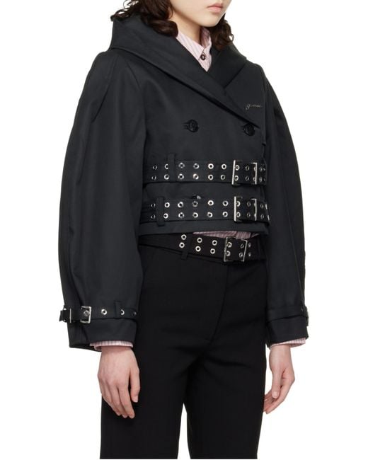 Ganni Black Logo Plaque Cropped Jacket