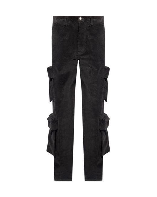 Amiri Men's Black Mid-Rise Wide-Leg Corduroy Cargo Pants