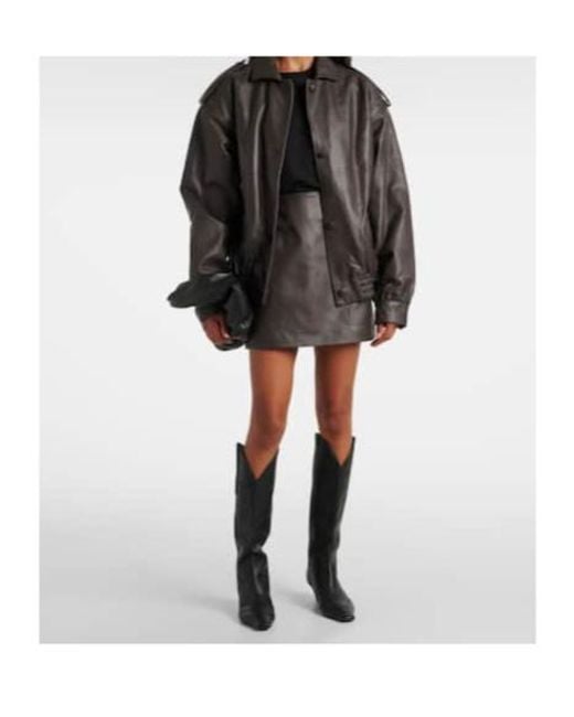 Blazé Milano Gray Coci Leather Miniskirt