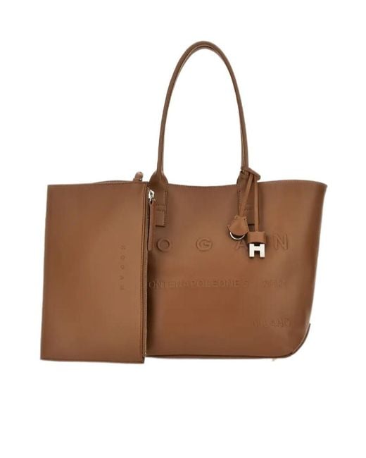 Hogan Brown Small Address Shopping Bag