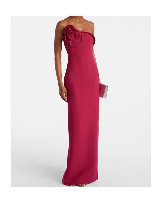 Roland Mouret Red One-Shoulder Crêpe Maxi Dress