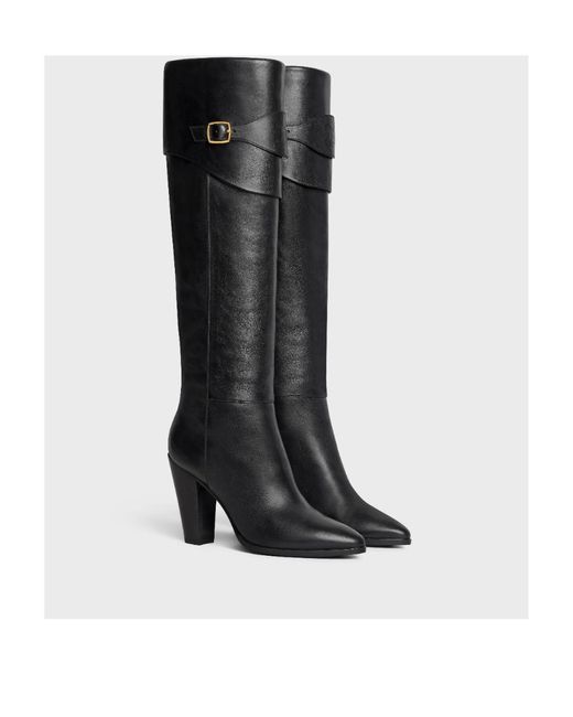 Céline Black Riding Boot With Triomphe Wiltern