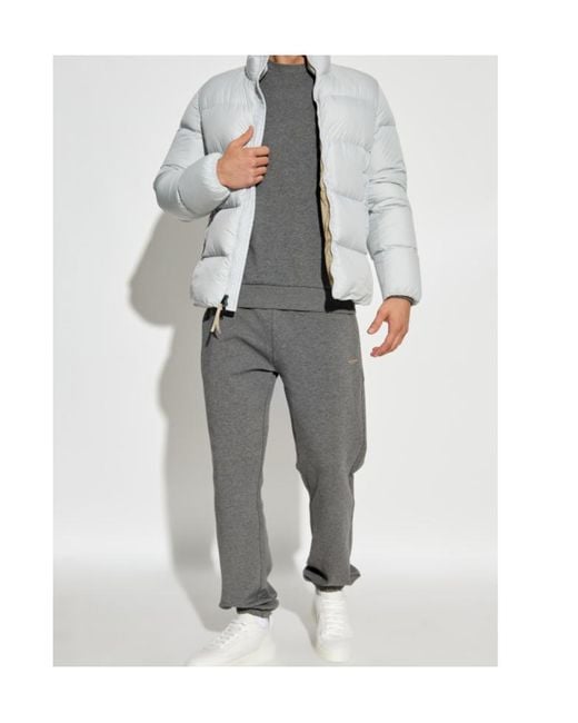 Woolrich Gray Zipped Quilted Jacket for men