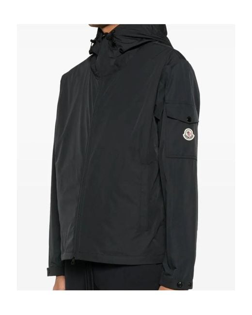 Moncler Black Sassiere Zip-Up Hooded Jacket for men